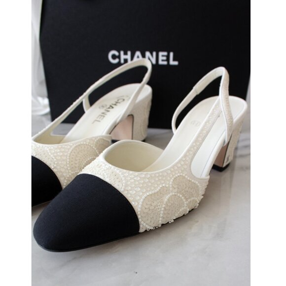 Chanel 2024 embellished slingback heels 39.5 - Picture 1 of 11